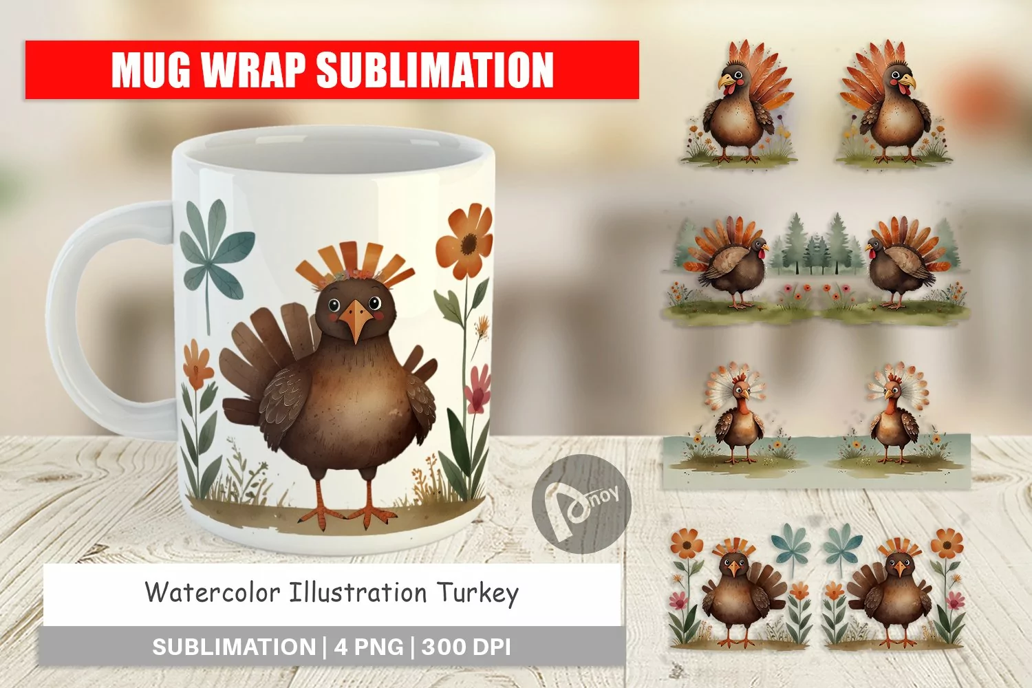 Mug Wrap Design Illustration Turkey product image 1