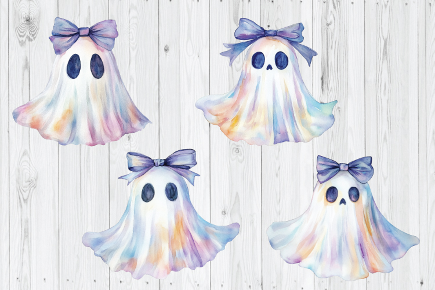 Iridescent Ghost Coquette Bow PNG, Cute Ghost PNG product image 1