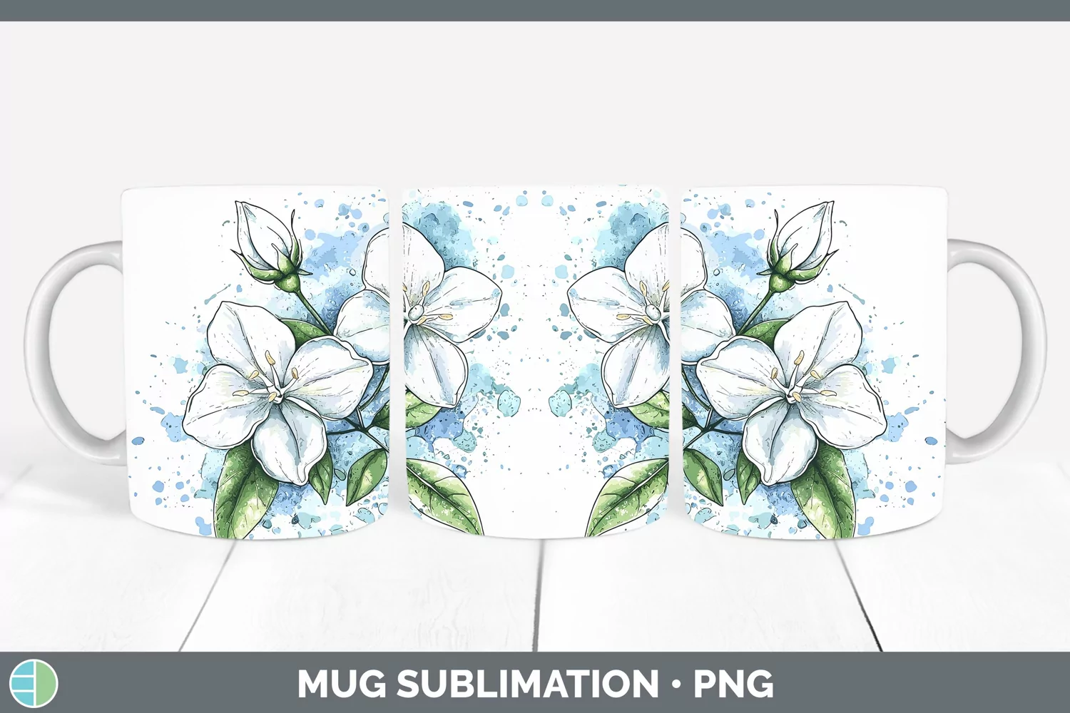 GorgeousWatercolor Mug Wrap design.
