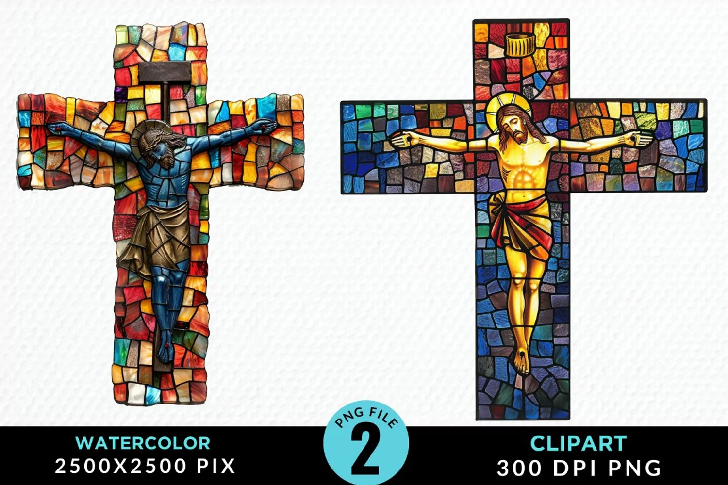 Stained Glass Jesus Cross Exquisite Clipart product image 1