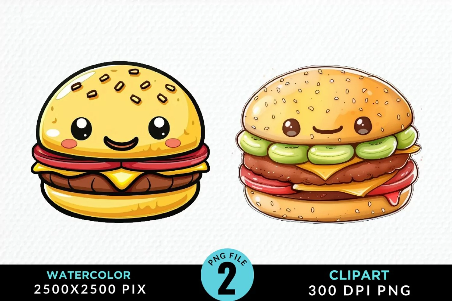 Watercolor Kawaii Food Artwork Clipart product image 1