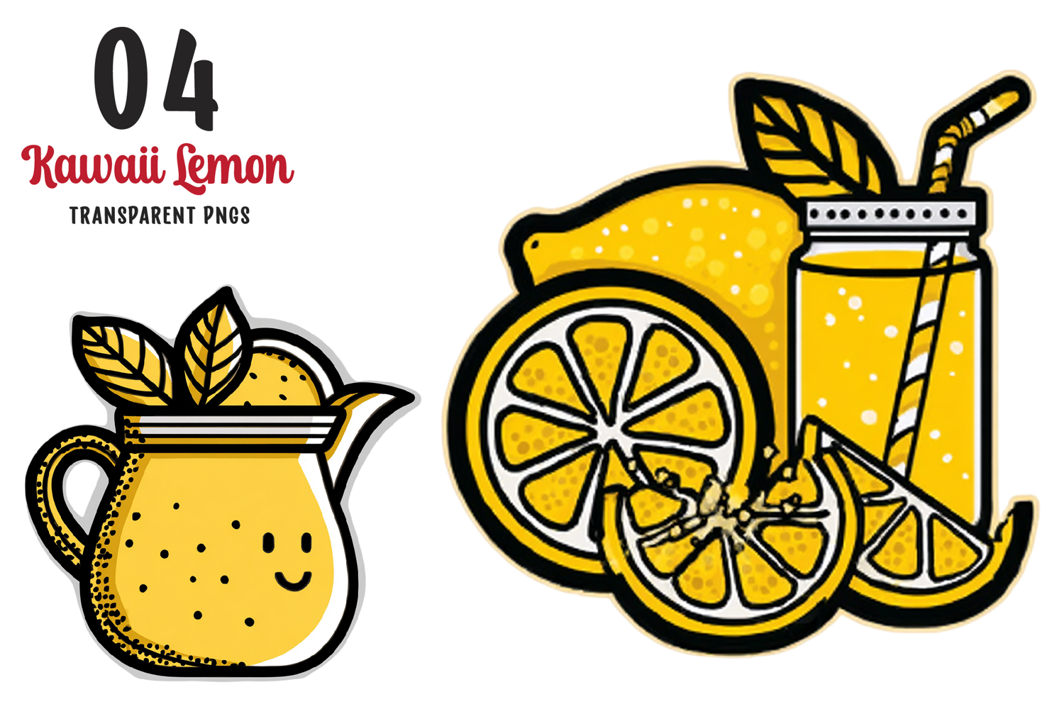 Watercolor Kawaii Lemon Clipart product image 1