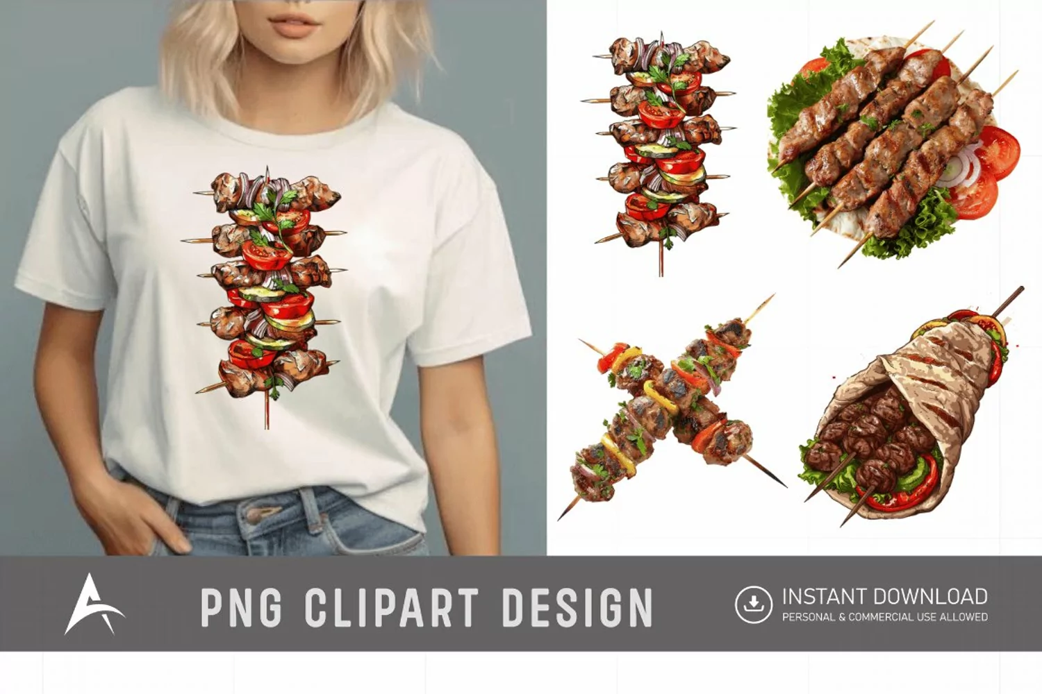 Watercolor Kebab Clipart product image 1