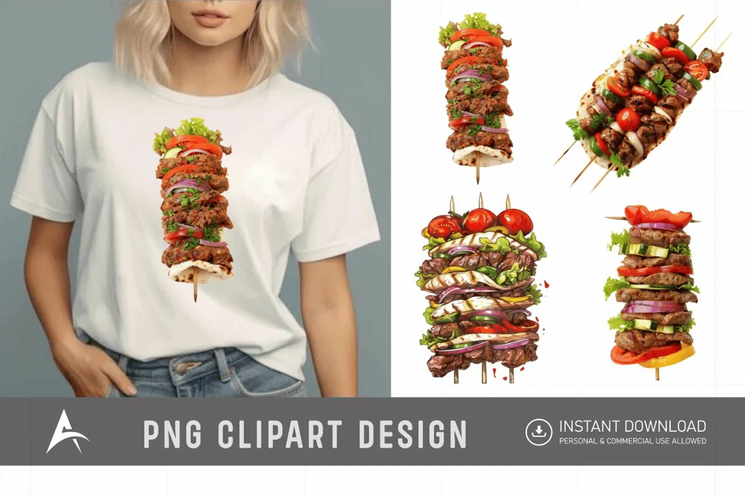 Watercolor Kebab Clipart product image 1