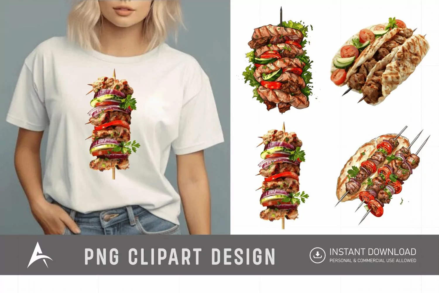 Watercolor Kebab Clipart product image 1