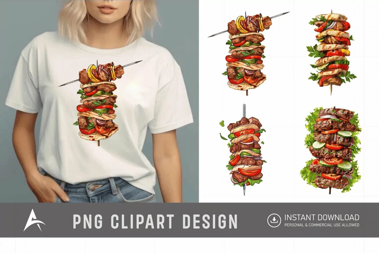 Watercolor Kebab Clipart product image 1