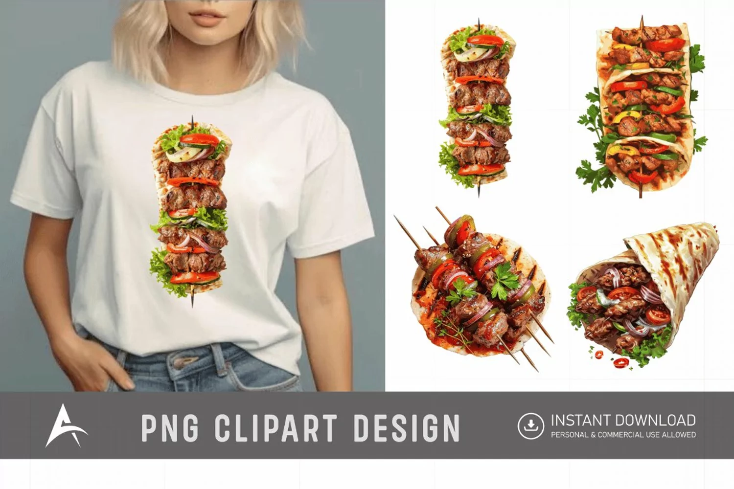 Watercolor Kebab Clipart product image 1