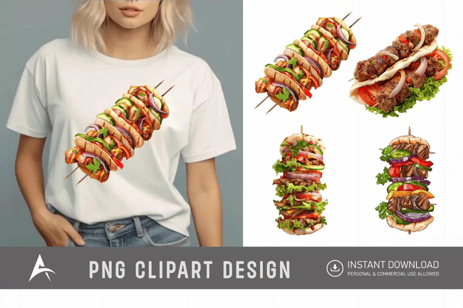 Watercolor Kebab Clipart product image 1
