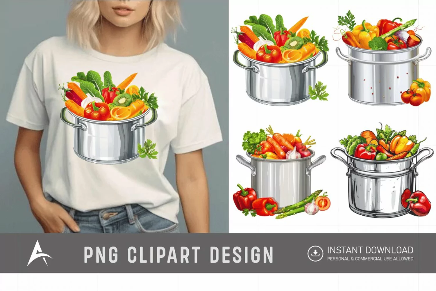 Watercolor Kitchen Pot Clipart product image 1