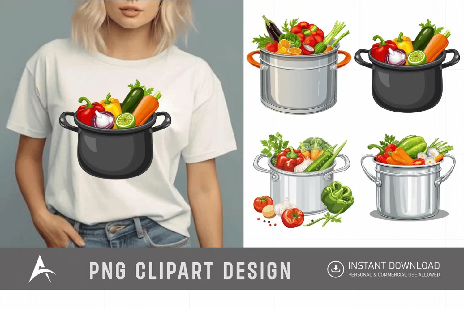 Watercolor Kitchen Pot Clipart product image 1