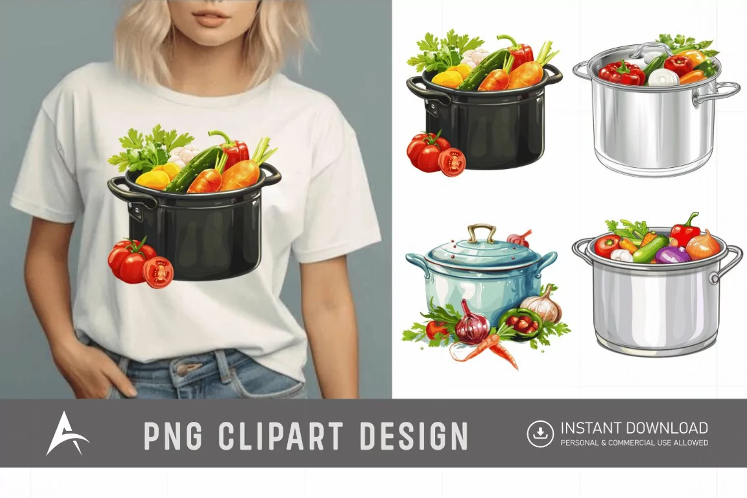 Watercolor Kitchen Pot Clipart product image 1