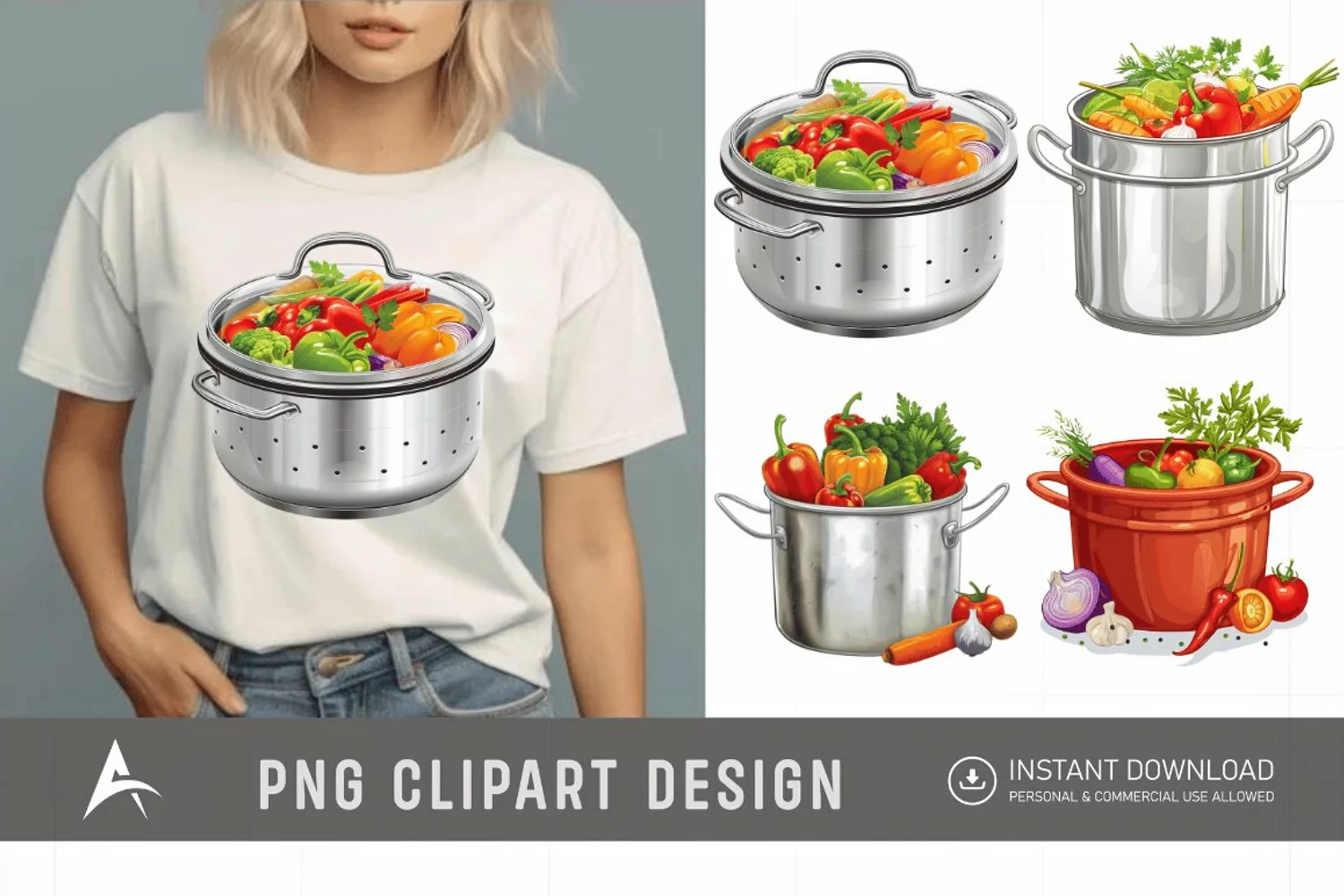 Watercolor Kitchen Pot Clipart product image 1