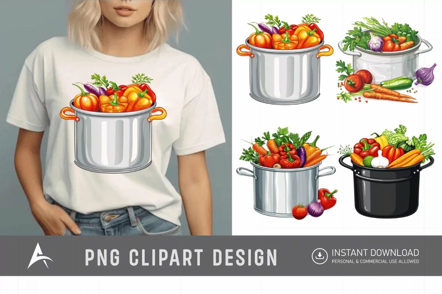 Watercolor Kitchen Pot Clipart product image 1