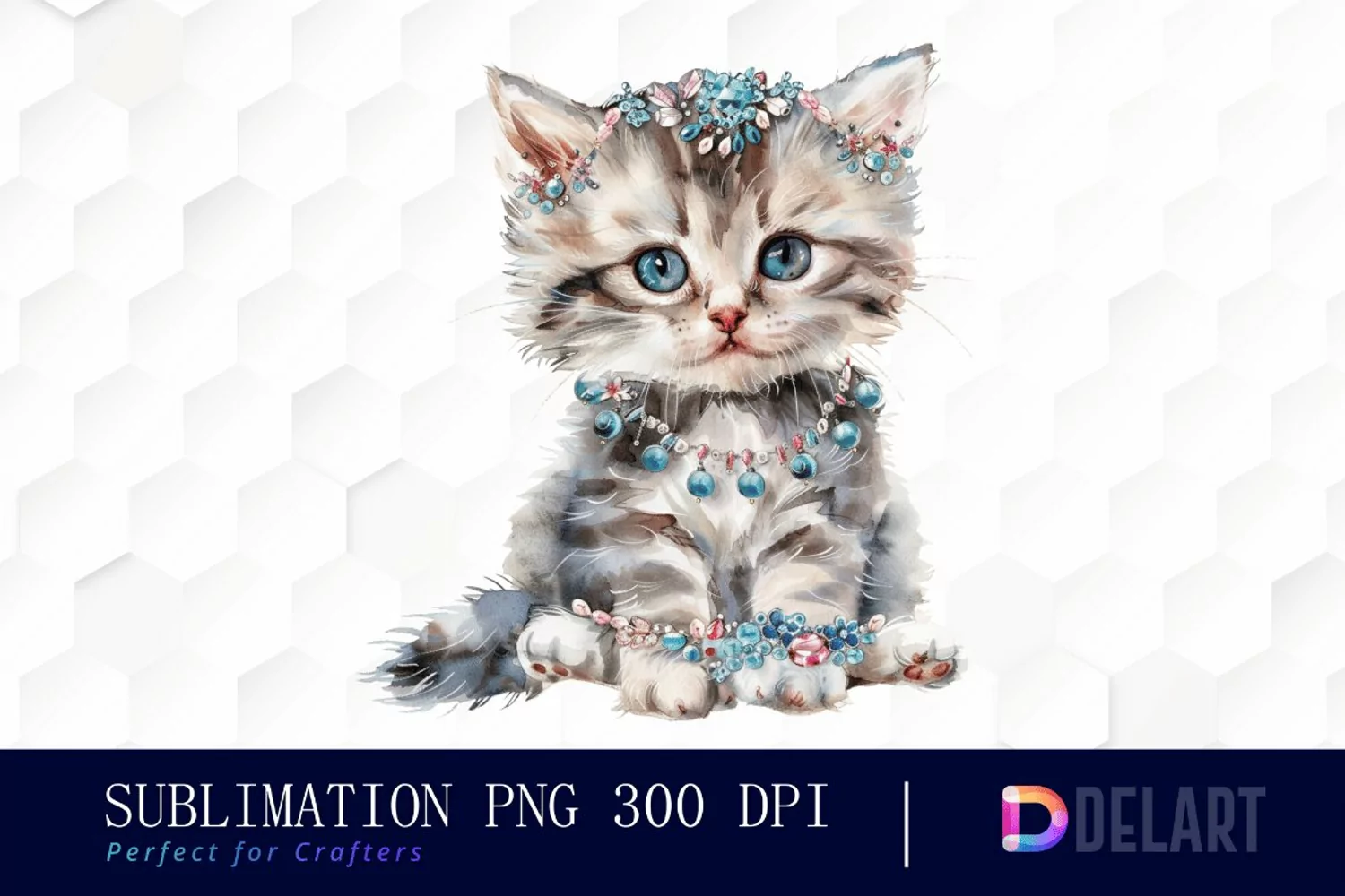 Kitten With Jewellery Illustration Clipart product image 1