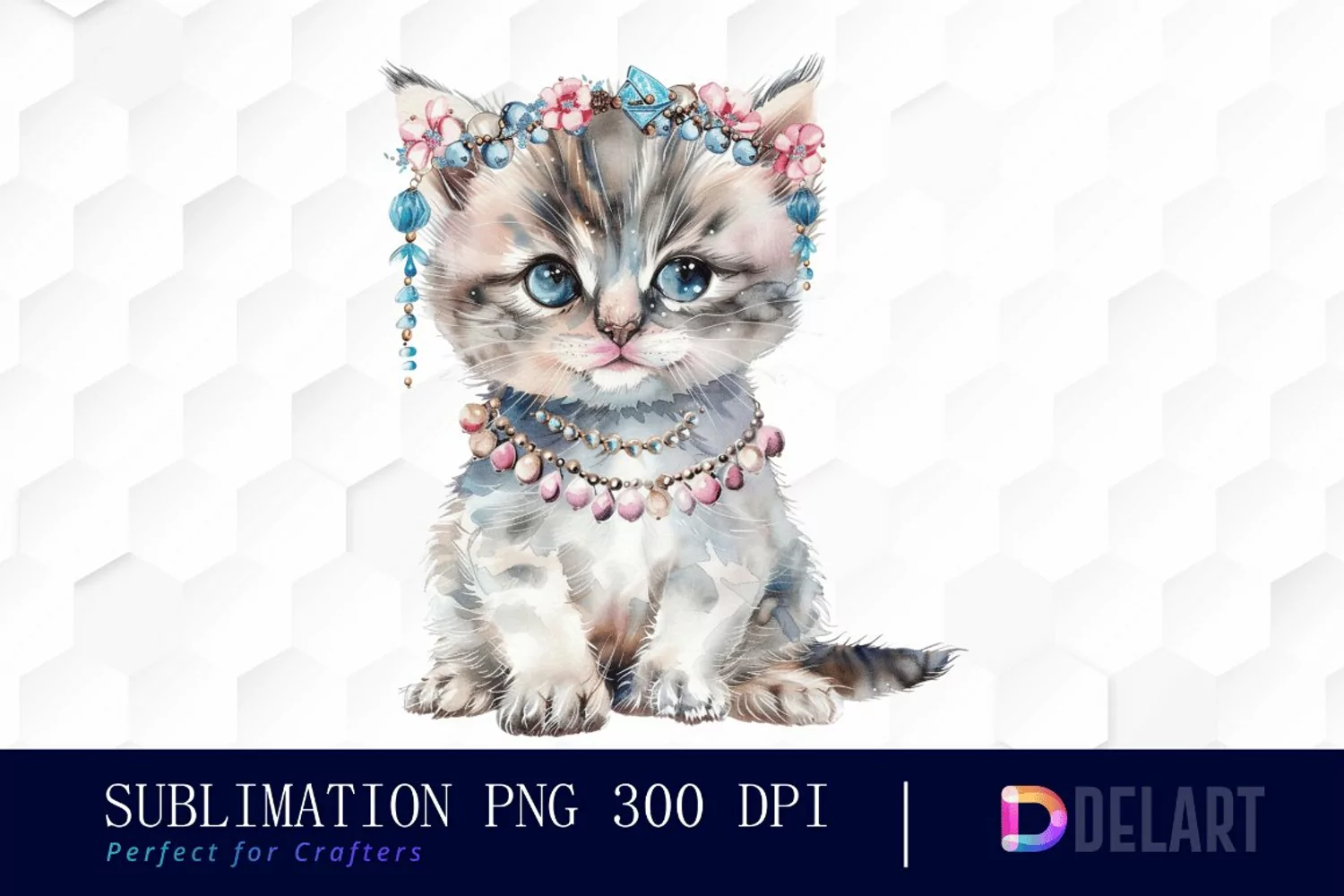 Kitten With Jewellery Illustration Clipart product image 1