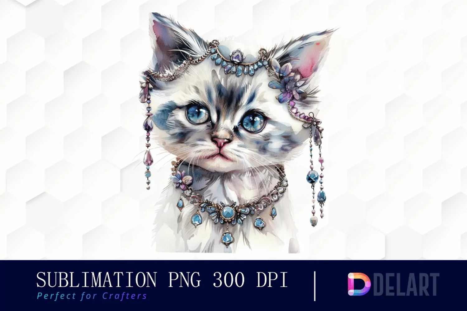 Kitten With Jewellery Illustration Clipart product image 1
