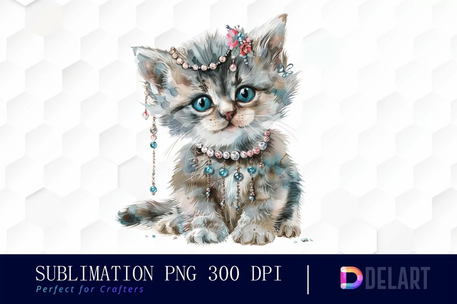 Kitten With Jewellery Illustration Clipart product image 1