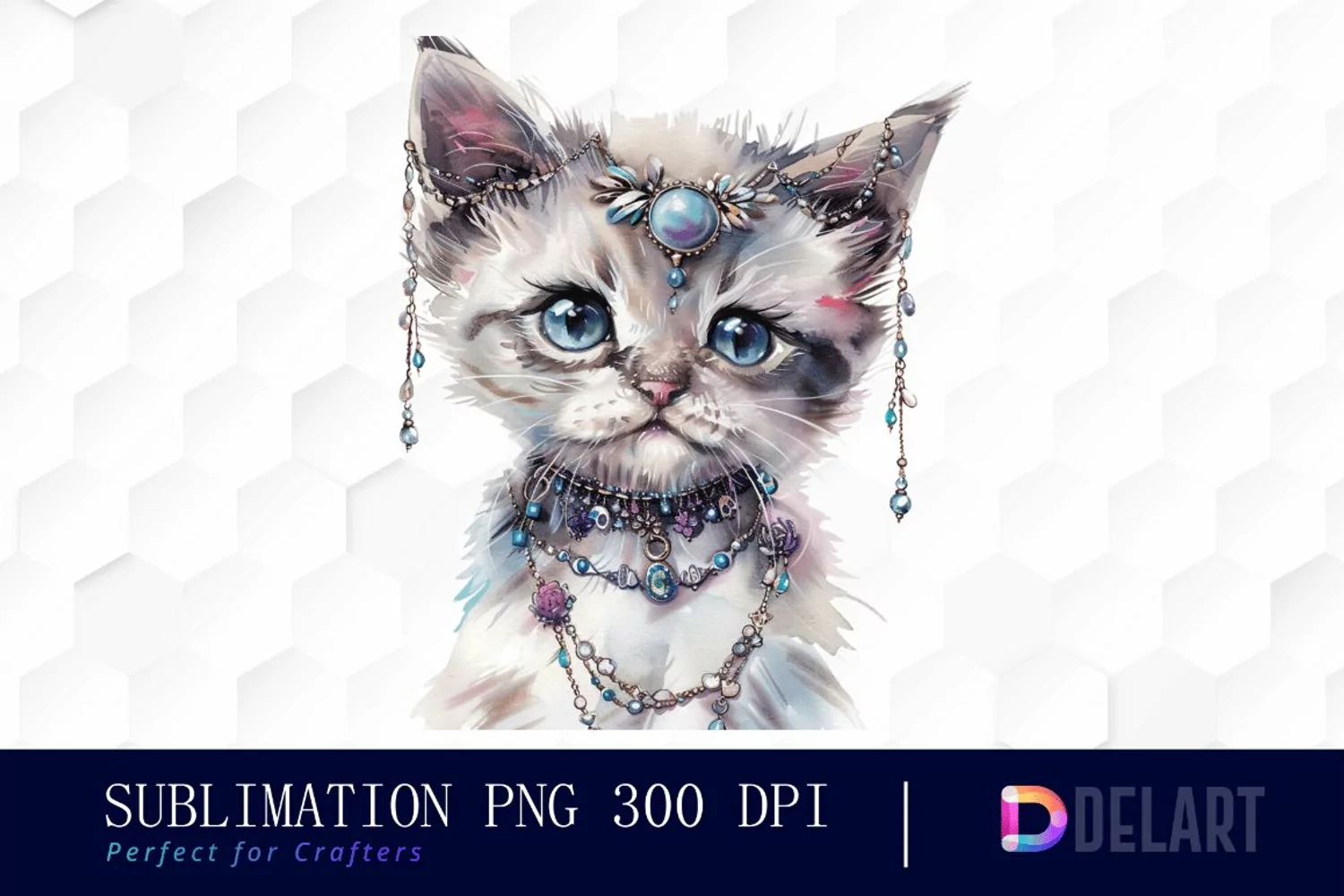 Kitten With Jewellery Illustration Clipart product image 1