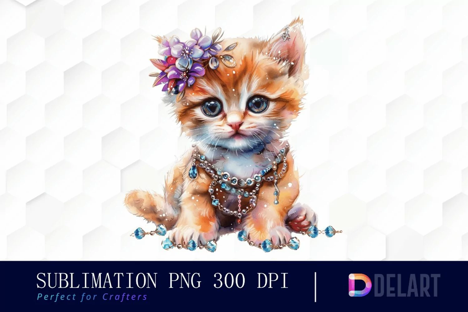 Kitten With Jewellery Illustration Clipart product image 1