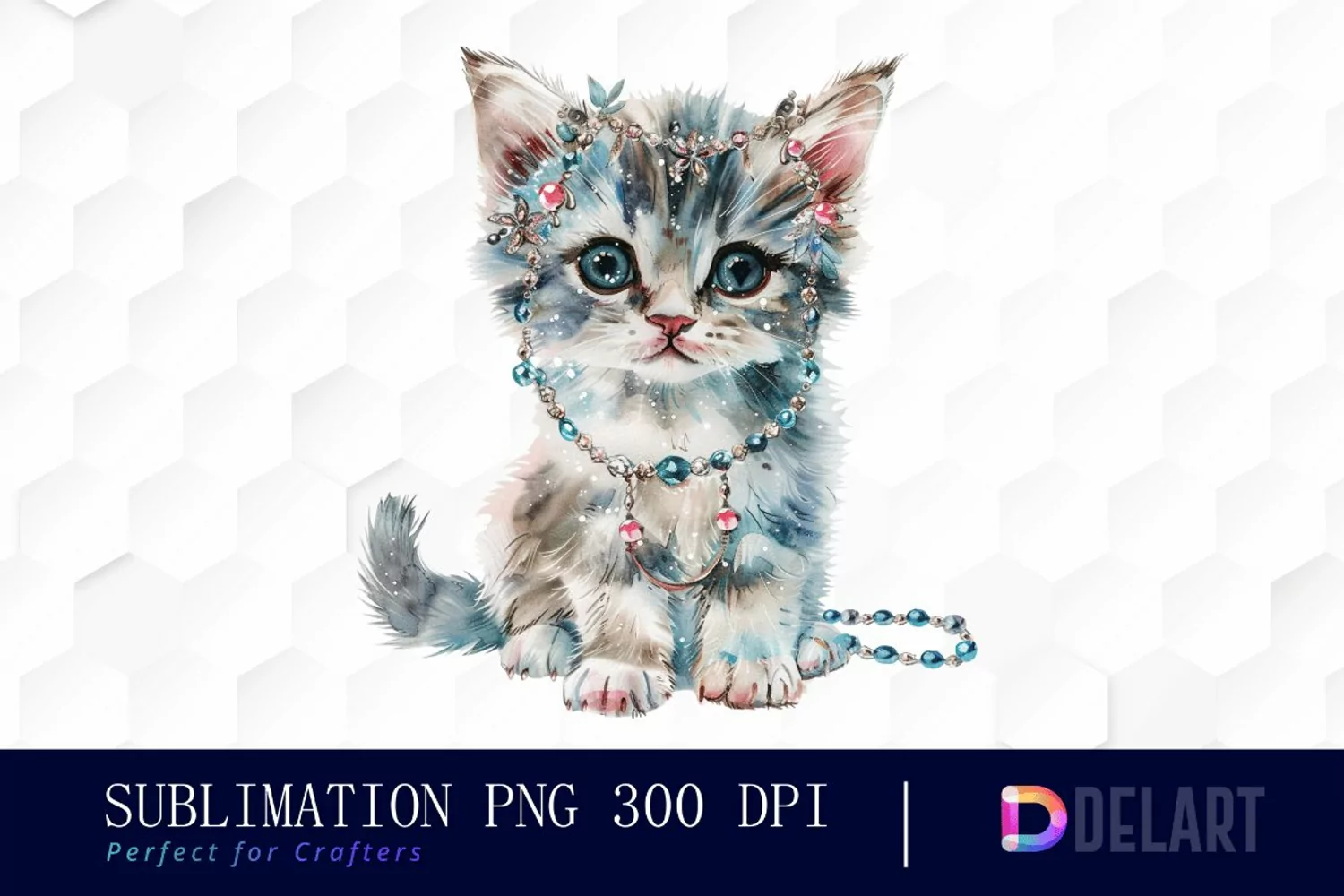 Kitten With Jewellery Illustration Clipart product image 1