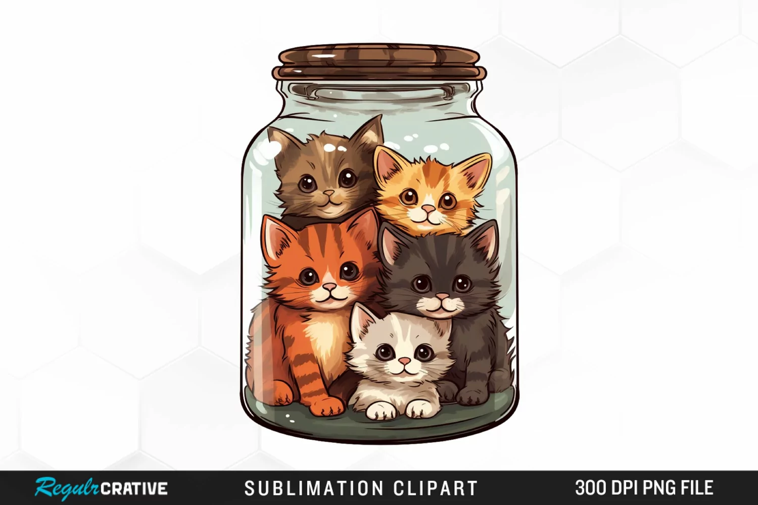 Watercolor Kittens a Jar Graphics Clipart product image 1
