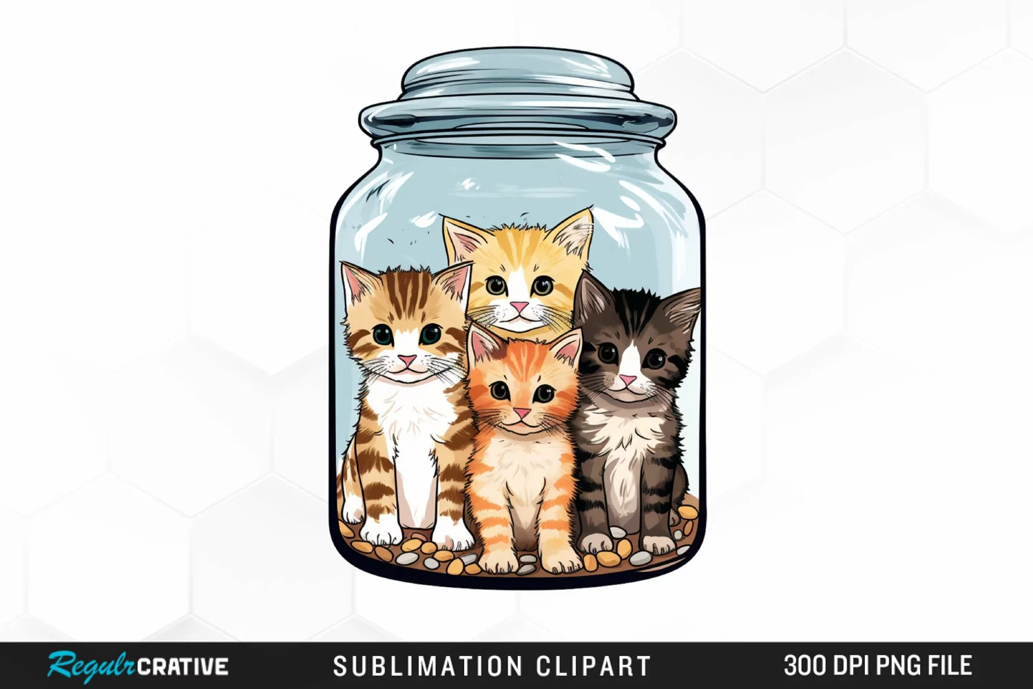 Watercolor Kittens a Jar Illustration Clipart product image 1