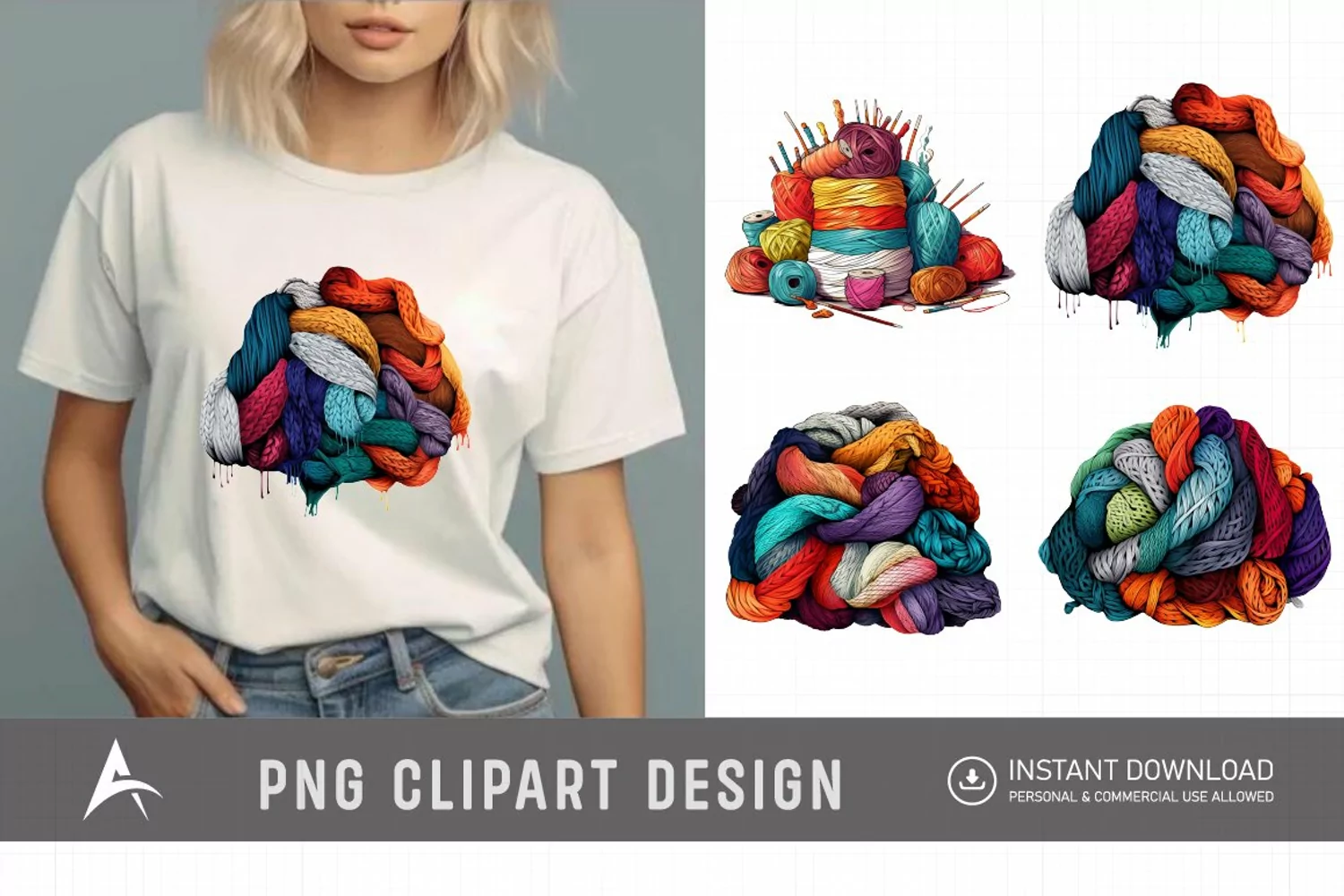 Watercolor Knitting Clipart , Hand Painted Knitting Graphics product image 1