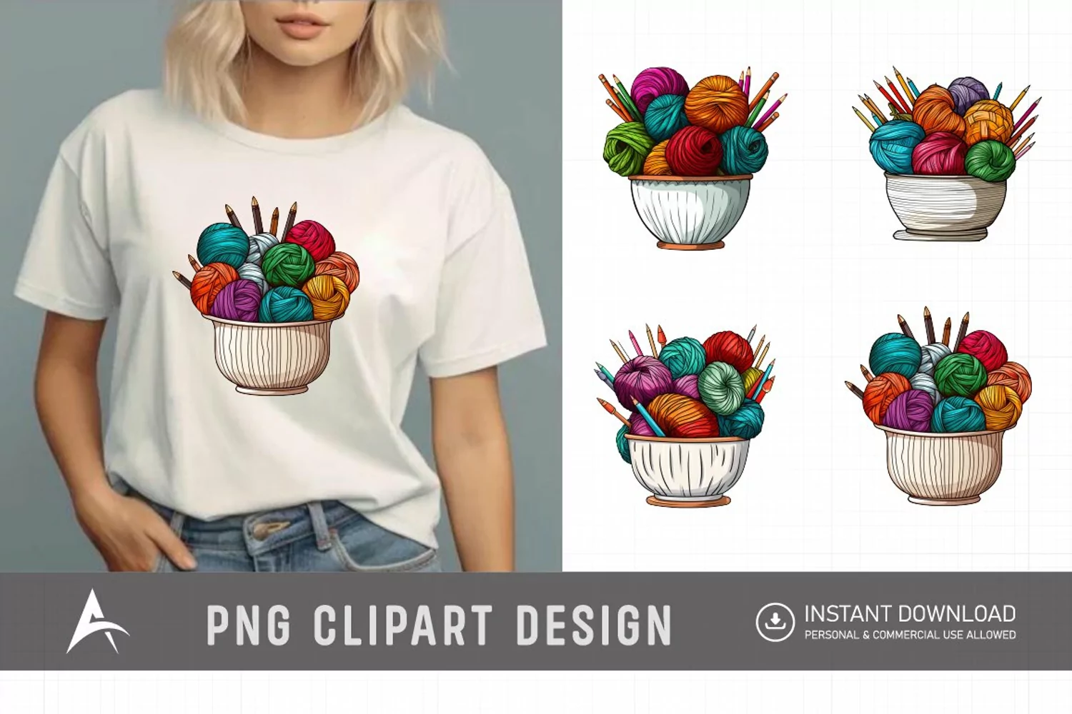 Watercolor Knitting Clipart , Hand Painted Knitting Graphics product image 1