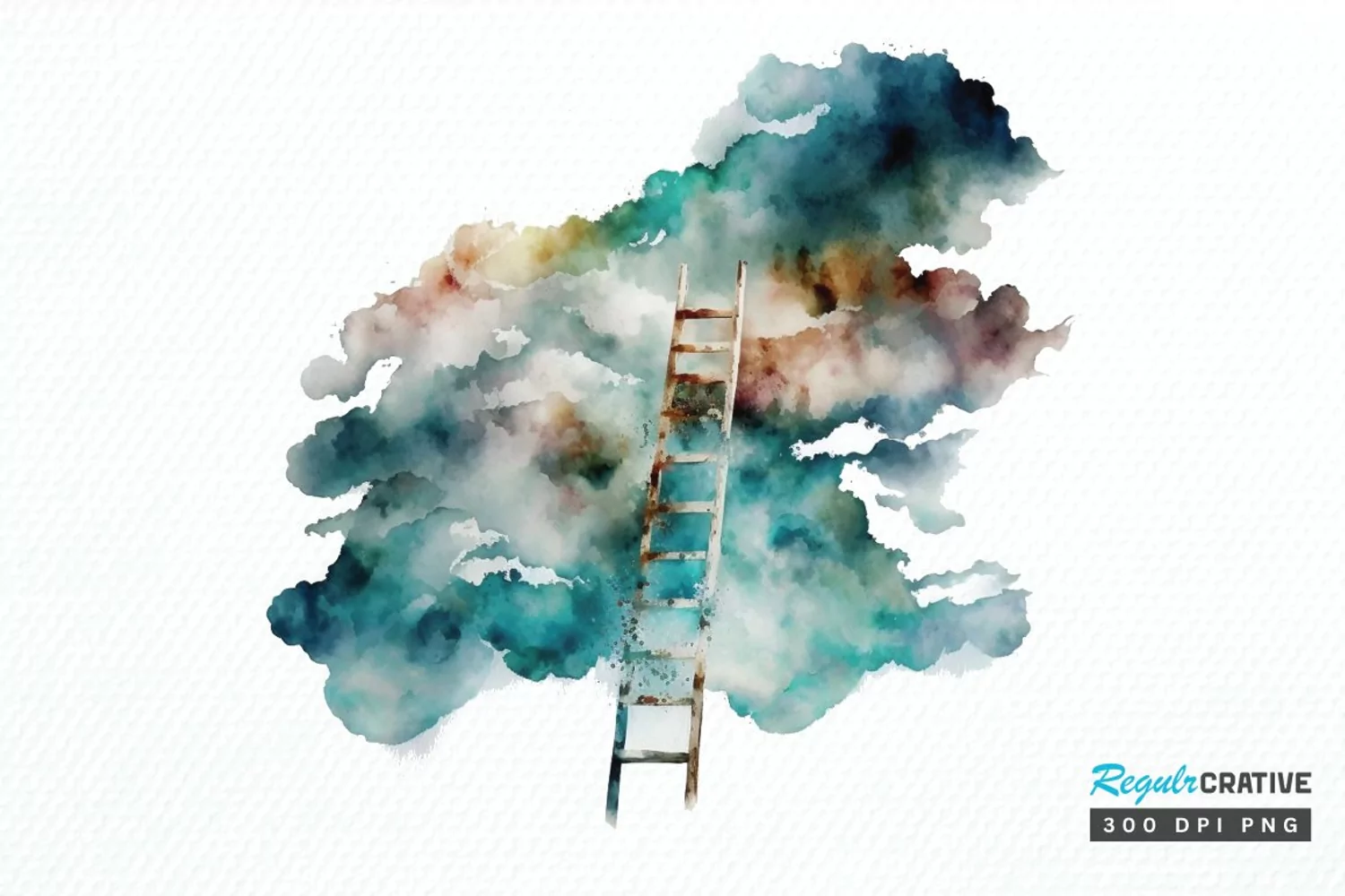 Watercolor Ladder Clouds PNG Clipart product image 1