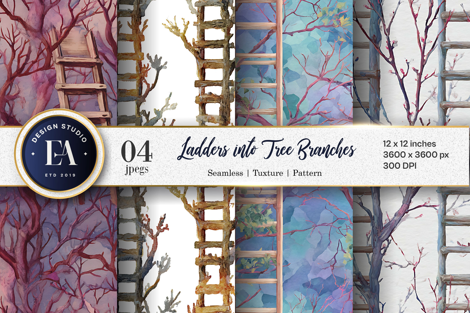 Ladders Transforming into Tree Branches Digital Paper product image 1