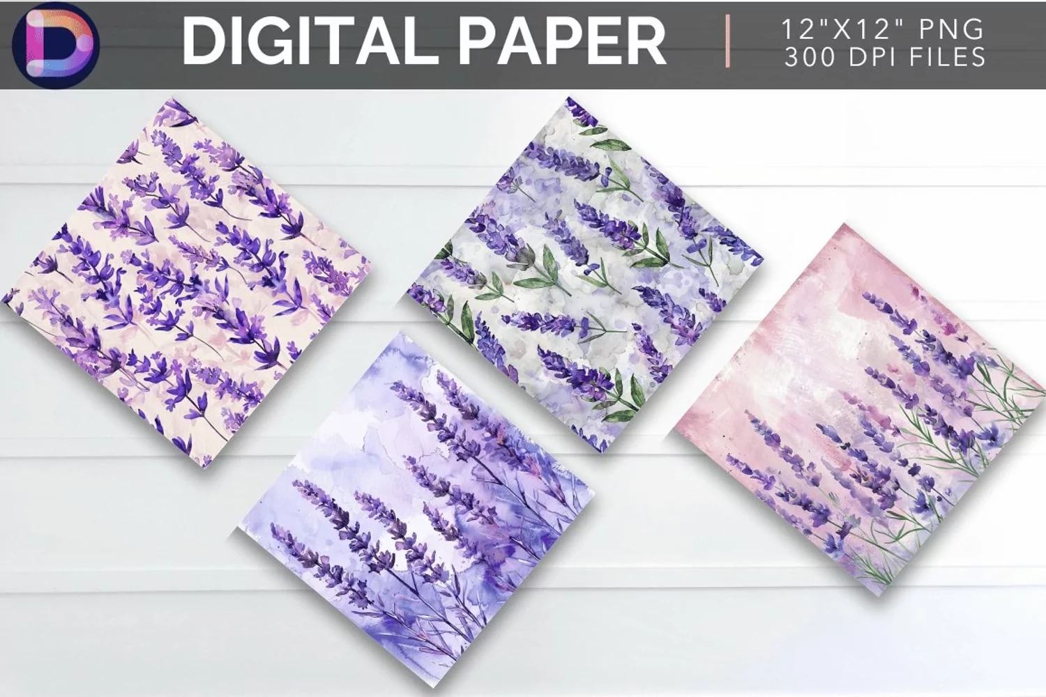 Watercolor Lavender Digital Paper product image 1
