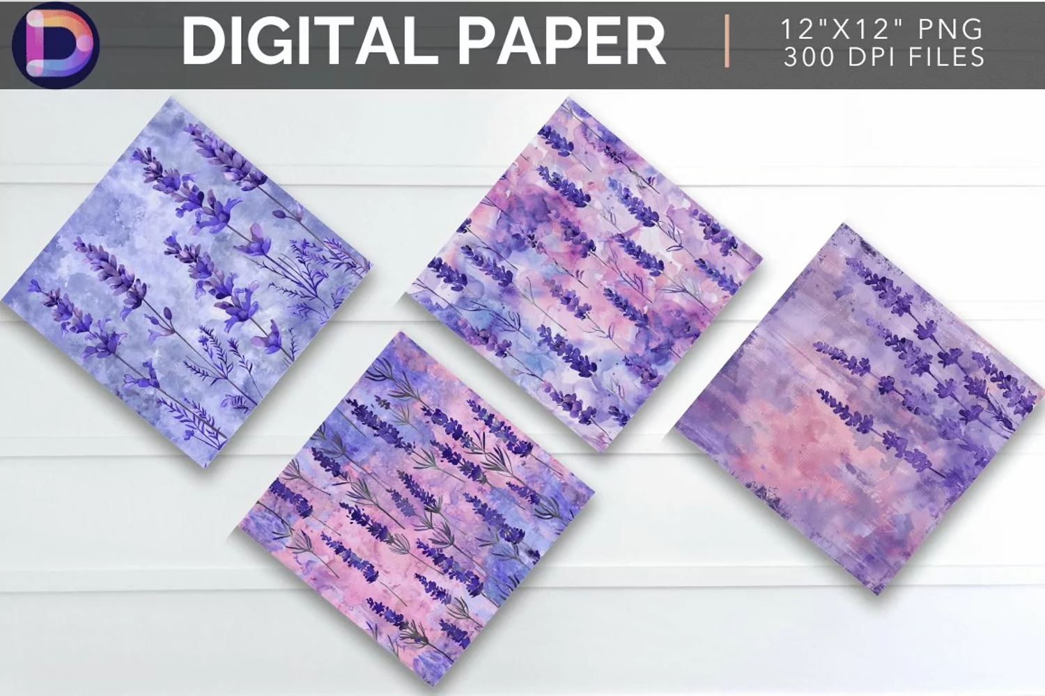 Watercolor Lavender Digital Paper product image 1