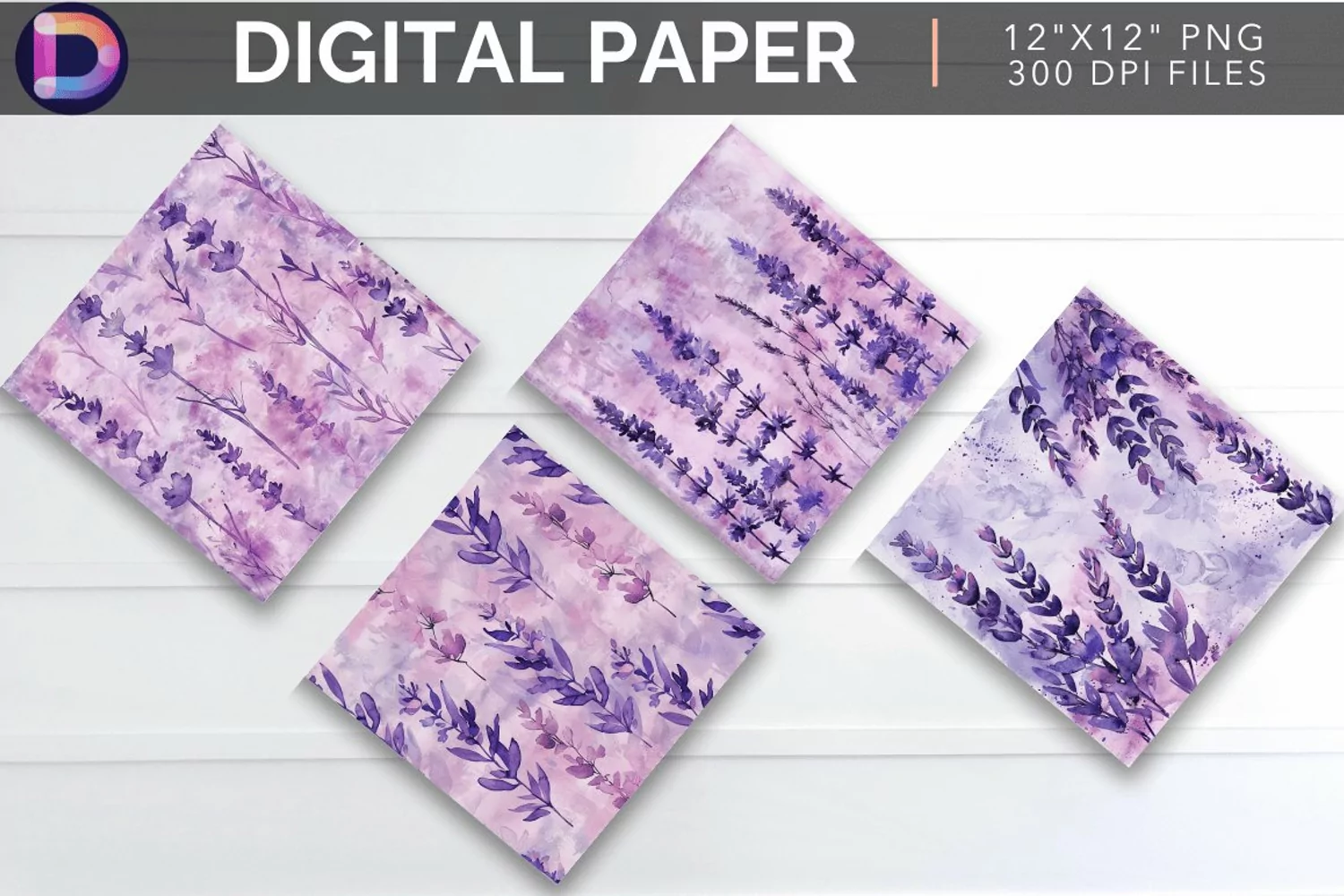 Watercolor Lavender Digital Paper product image 1
