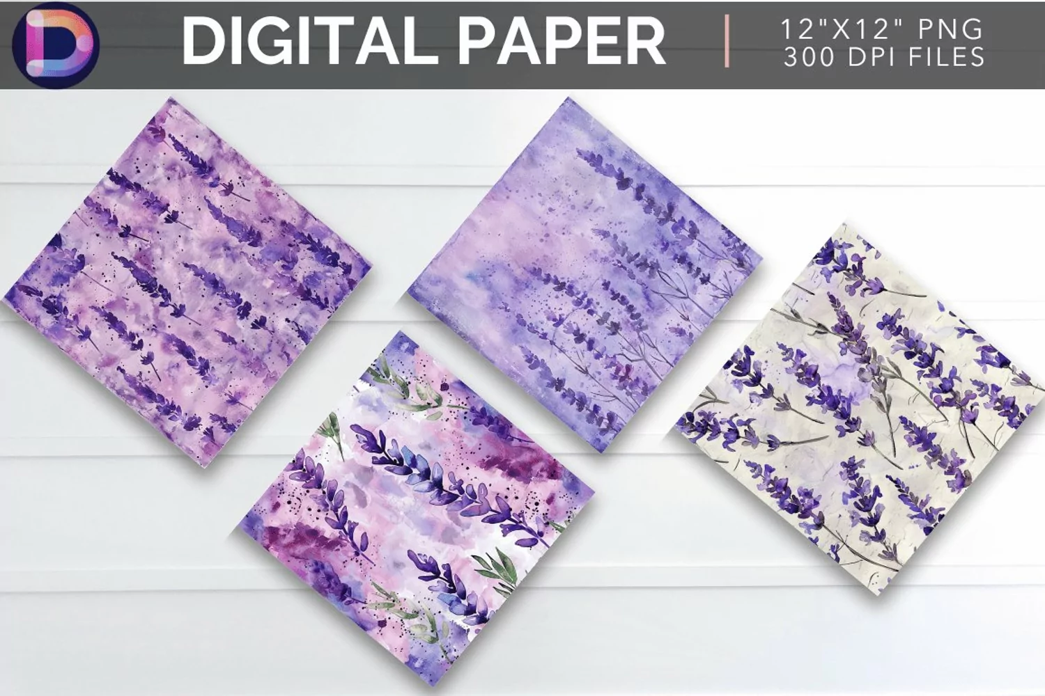 Watercolor Lavender Digital Paper product image 1