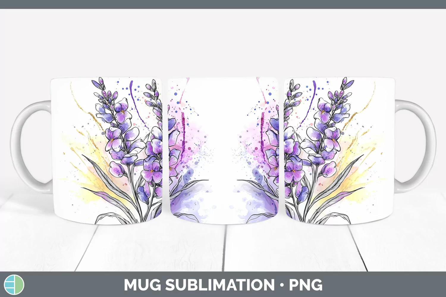 GorgeousWatercolor Mug Wrap design.