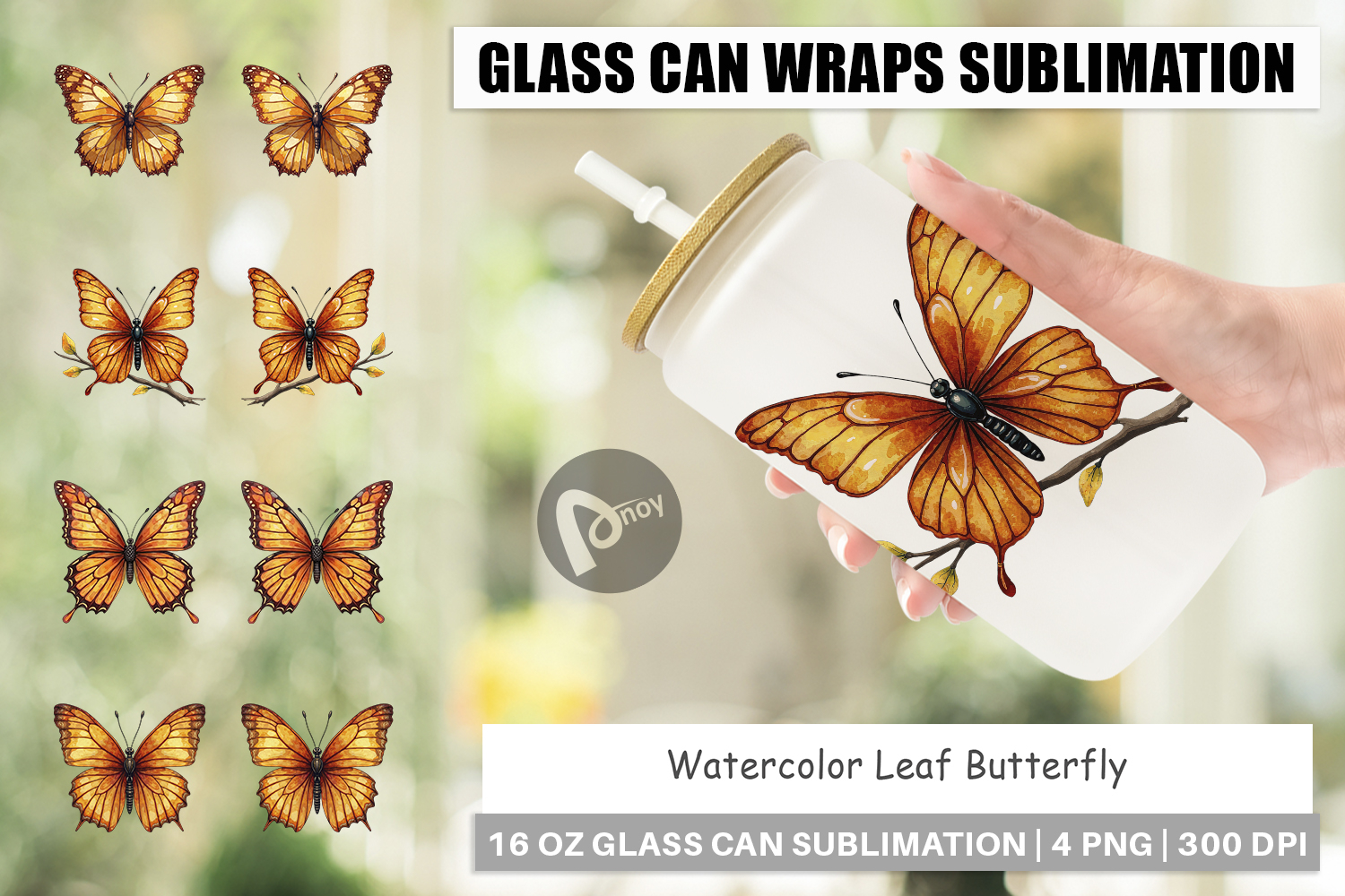 Leaf Butterfly Glass Can product image 1