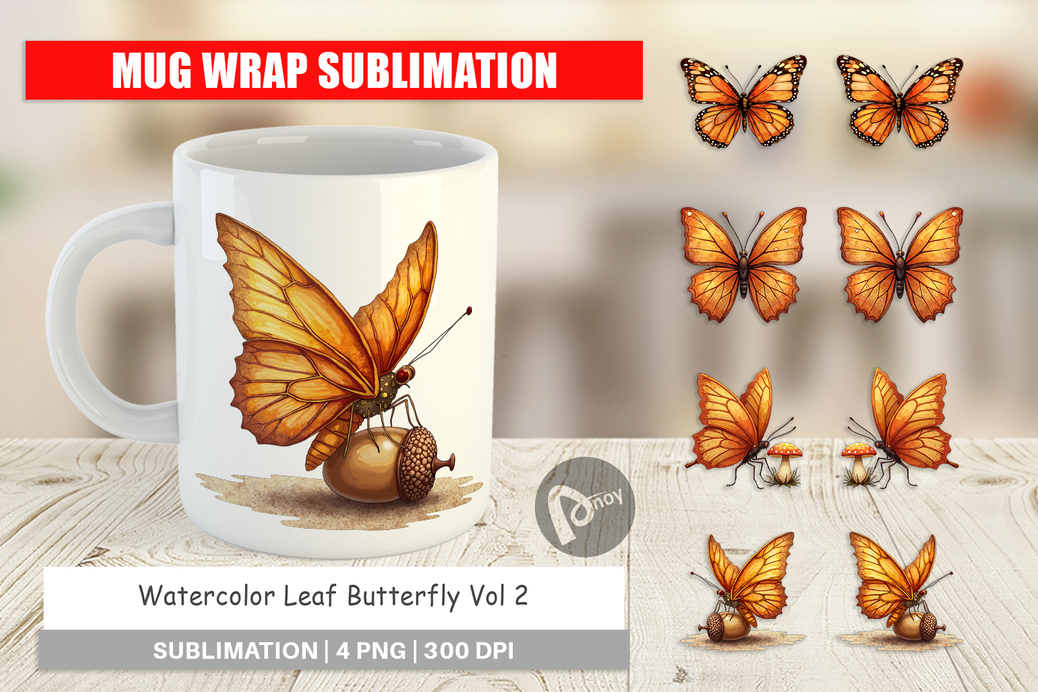 Leaf Butterfly Mug Wrap product image 1