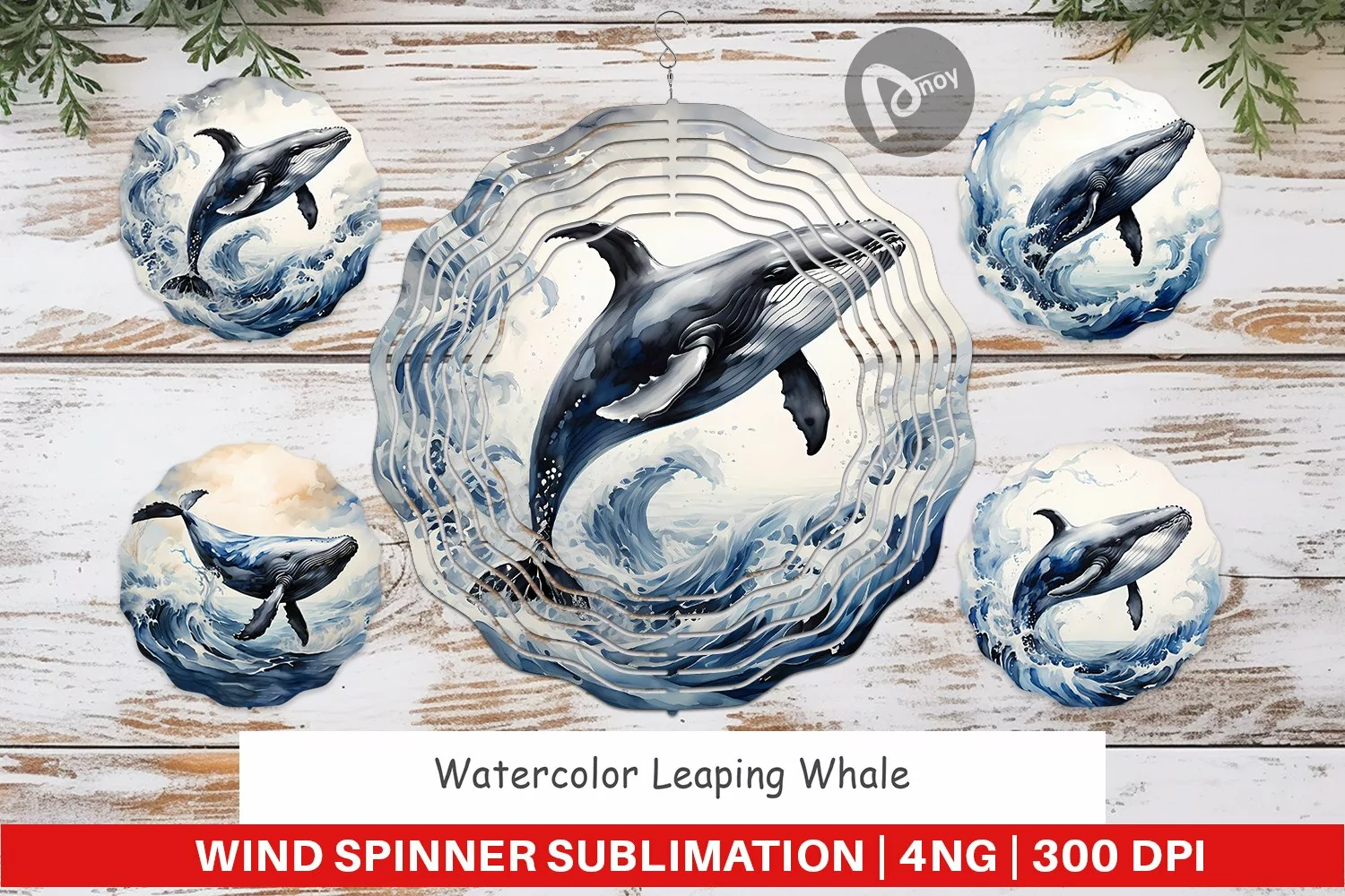 Wind Spinner Watercolor Leaping Whale product image 1