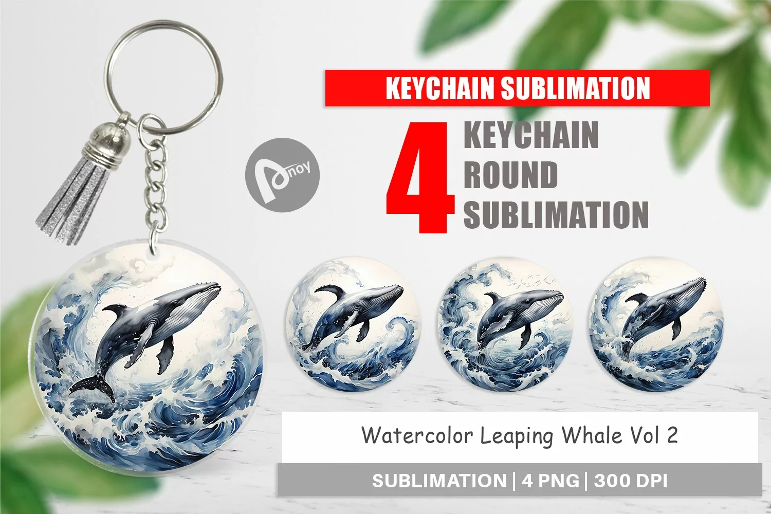 Keychain Watercolor Leaping Whale product image 1