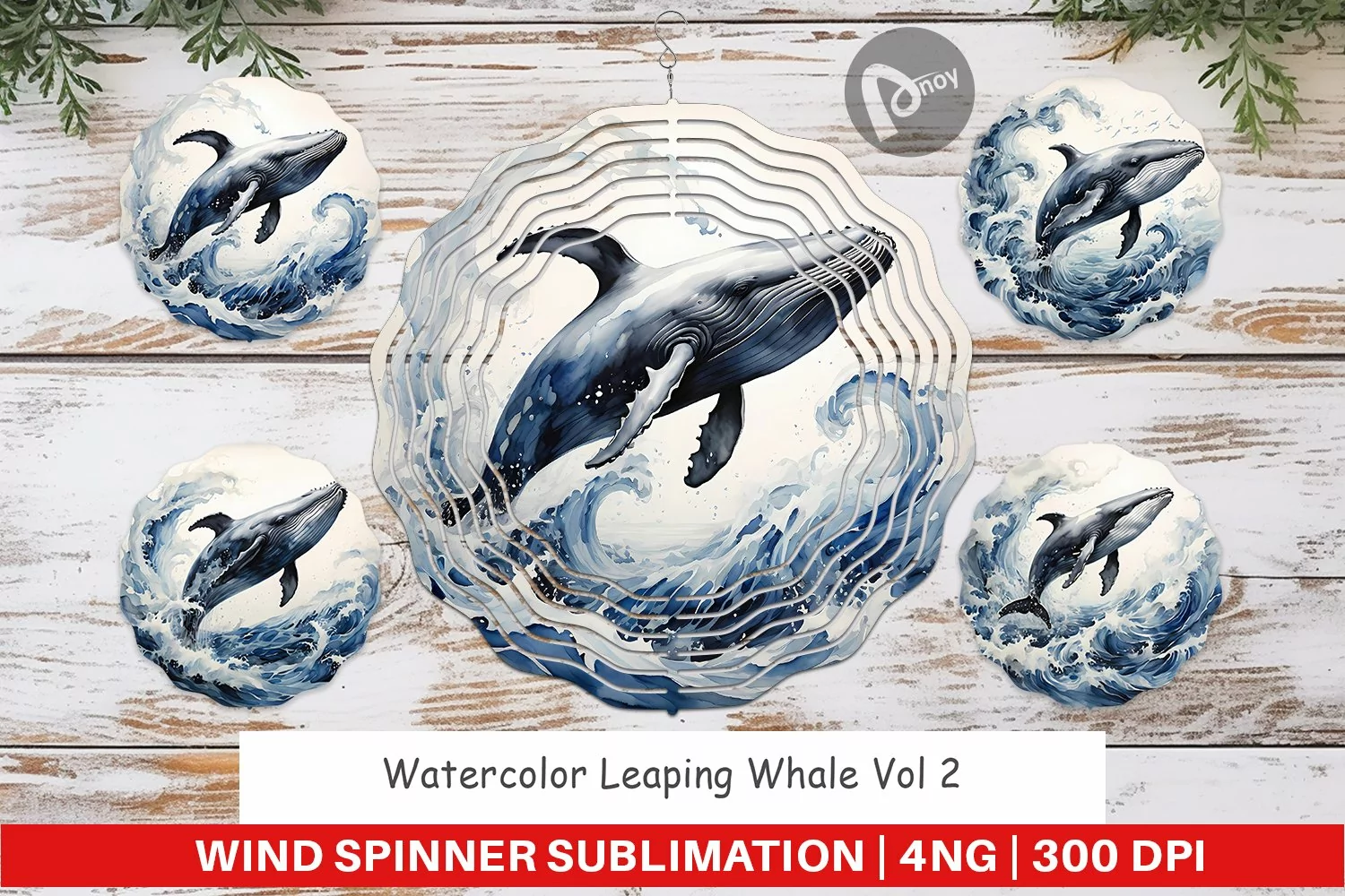 Wind Spinner Watercolor Leaping Whale product image 1