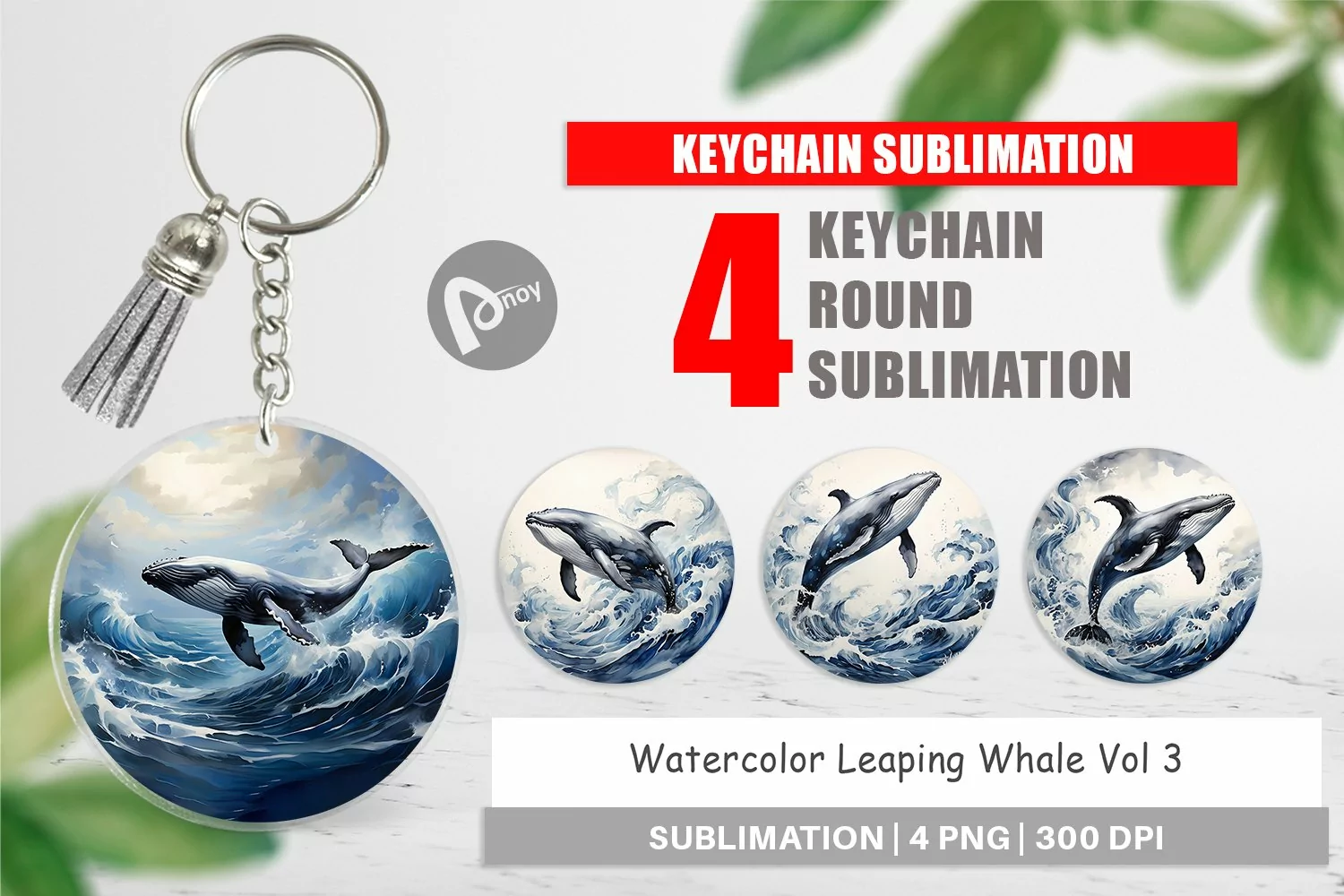 Keychain Watercolor Leaping Whale product image 1