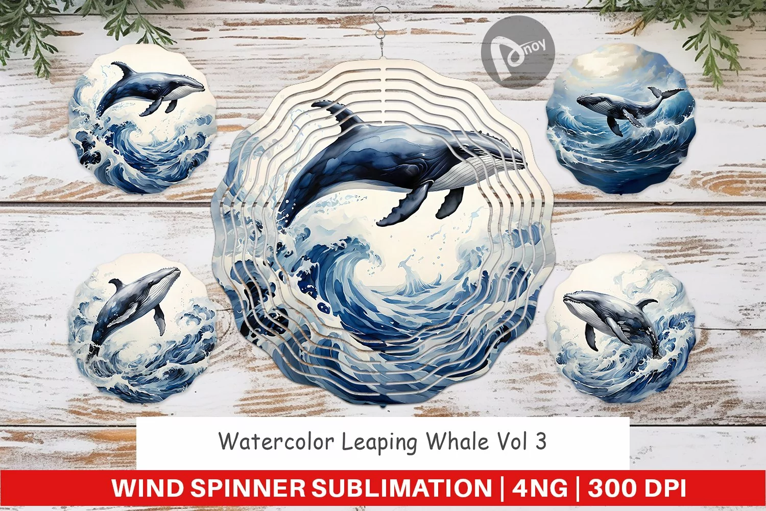 Wind Spinner Watercolor Leaping Whale product image 1