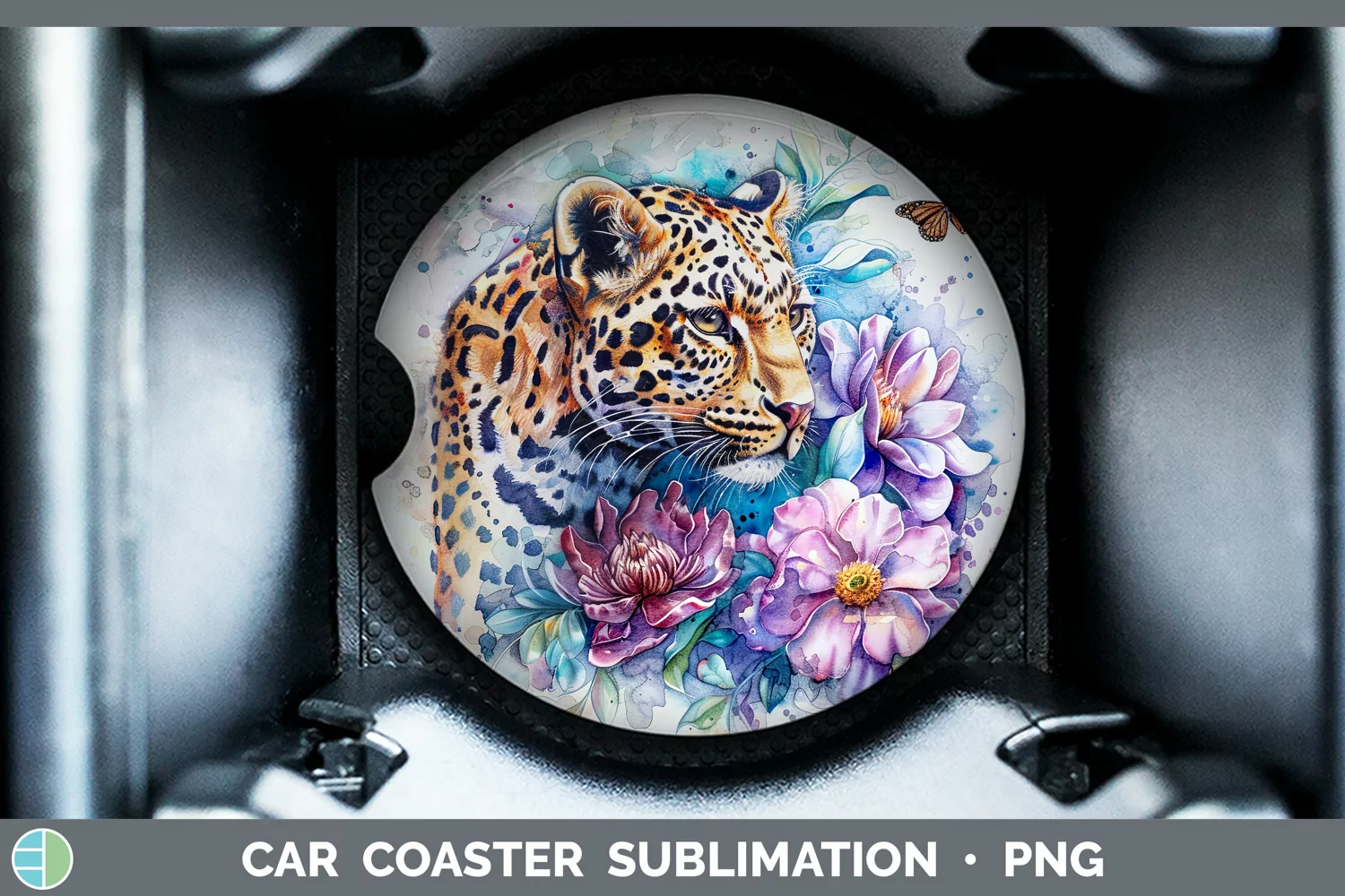 GorgeousWatercolor Car Coaster design.