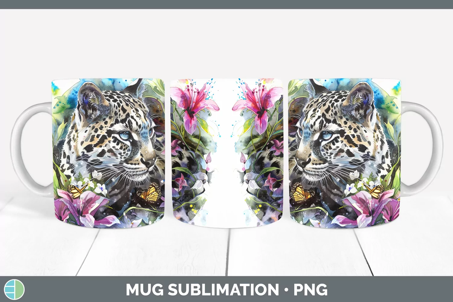 GorgeousWatercolor Mug Wrap design.