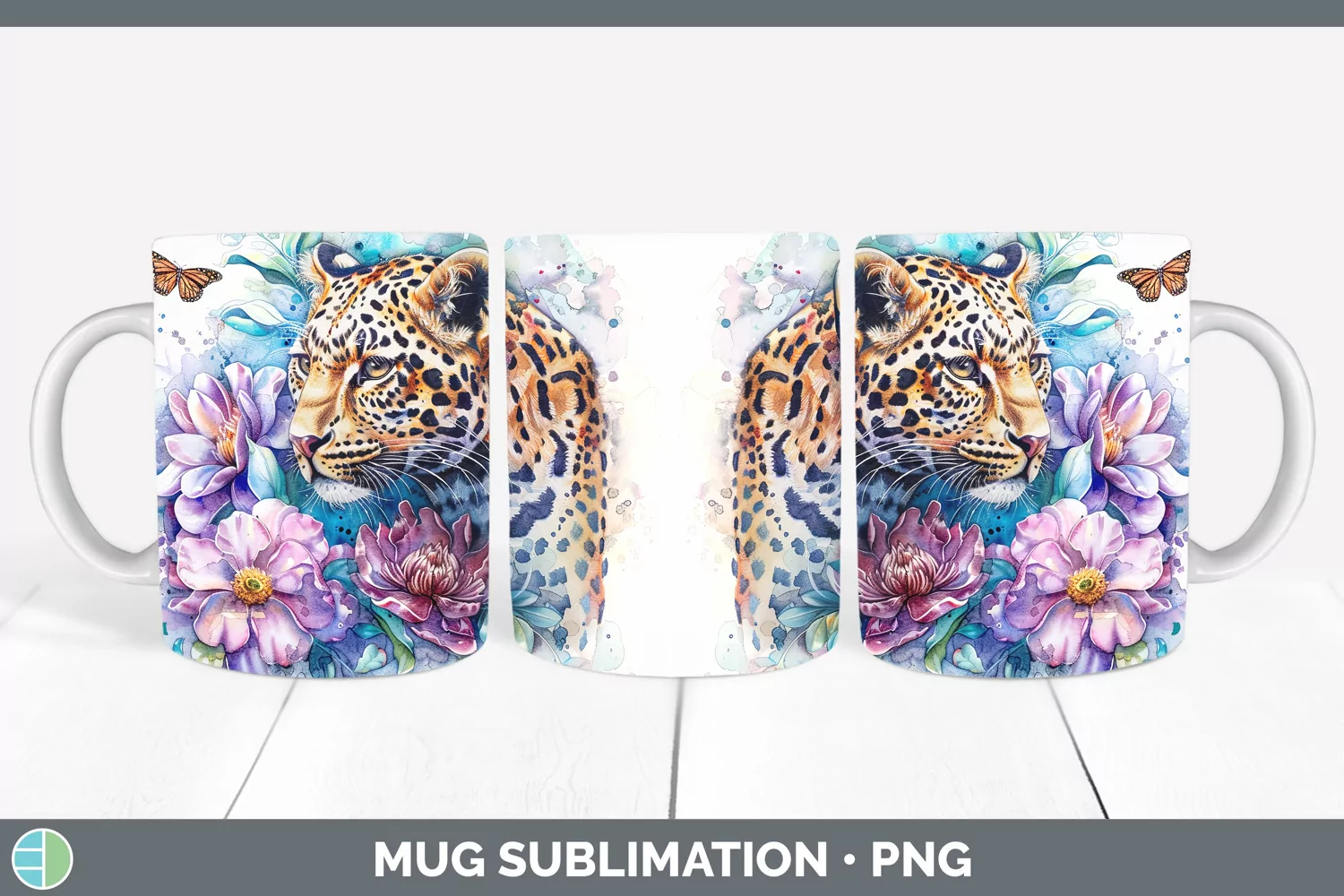 GorgeousWatercolor Mug Wrap design.