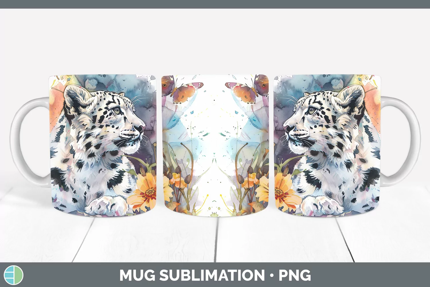 GorgeousWatercolor Mug Wrap design.