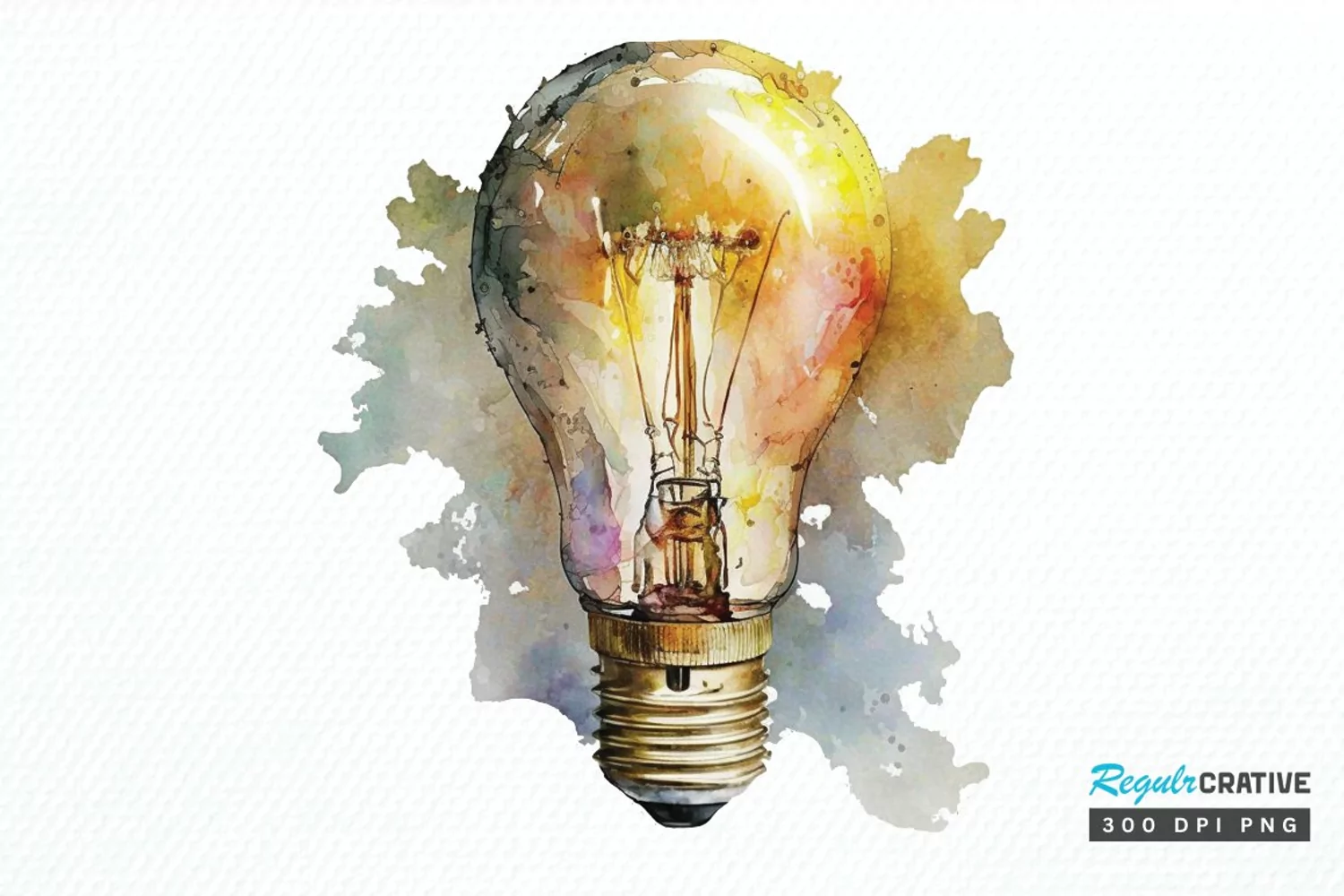 Watercolor Light Bulb PNG Clipart product image 1