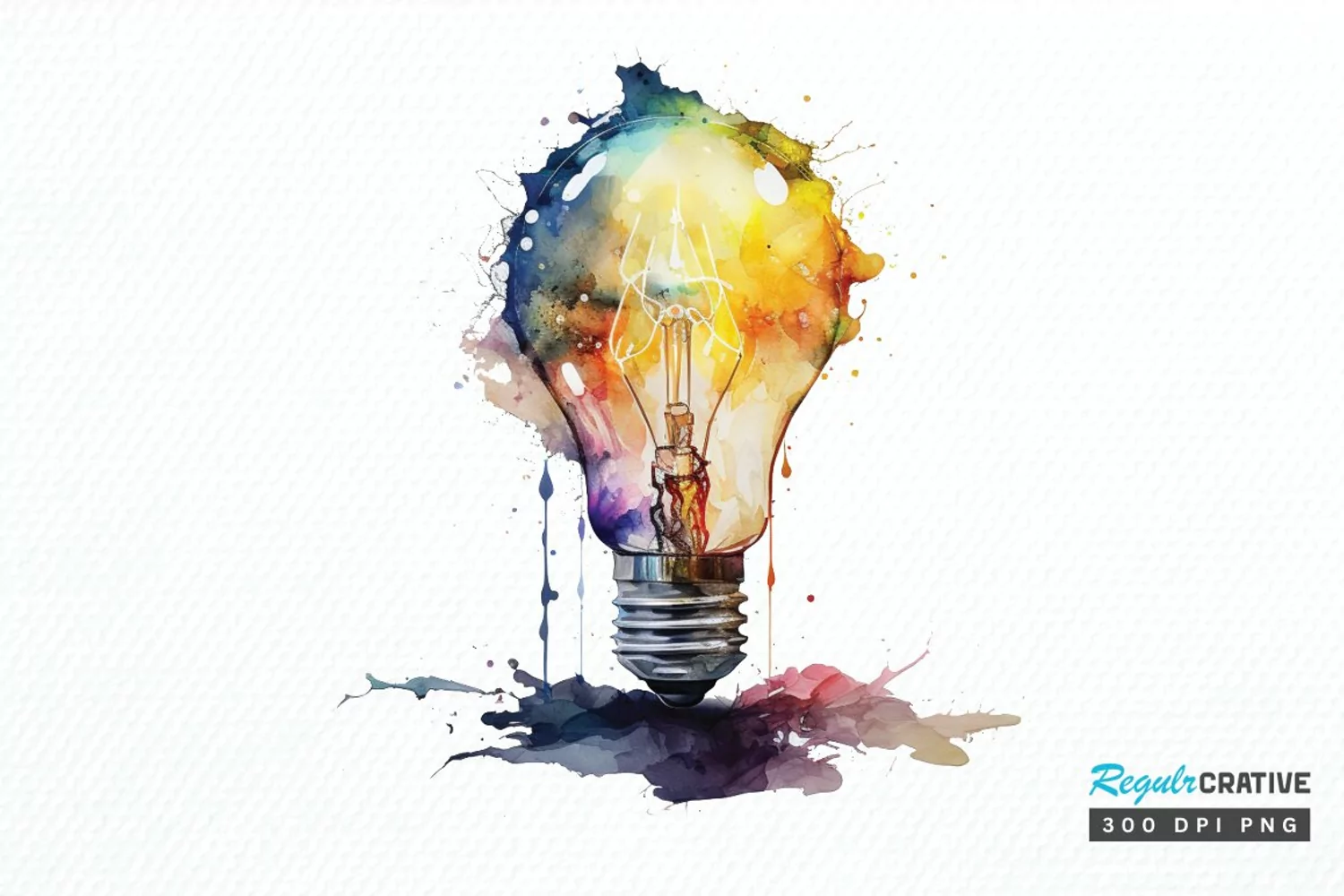 Watercolor Light Bulb PNG Clipart product image 1