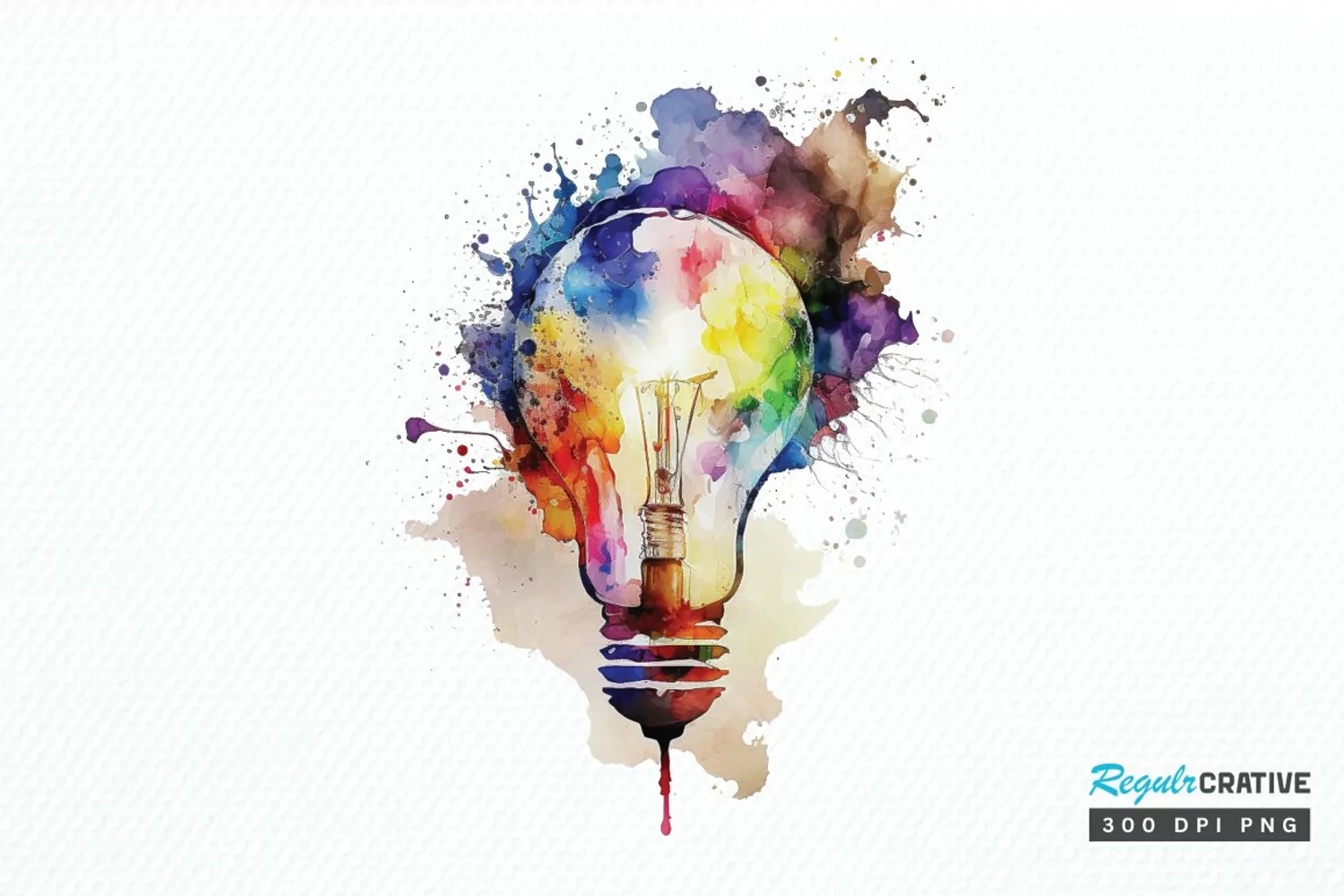 Watercolor Light Bulb PNG Clipart product image 1