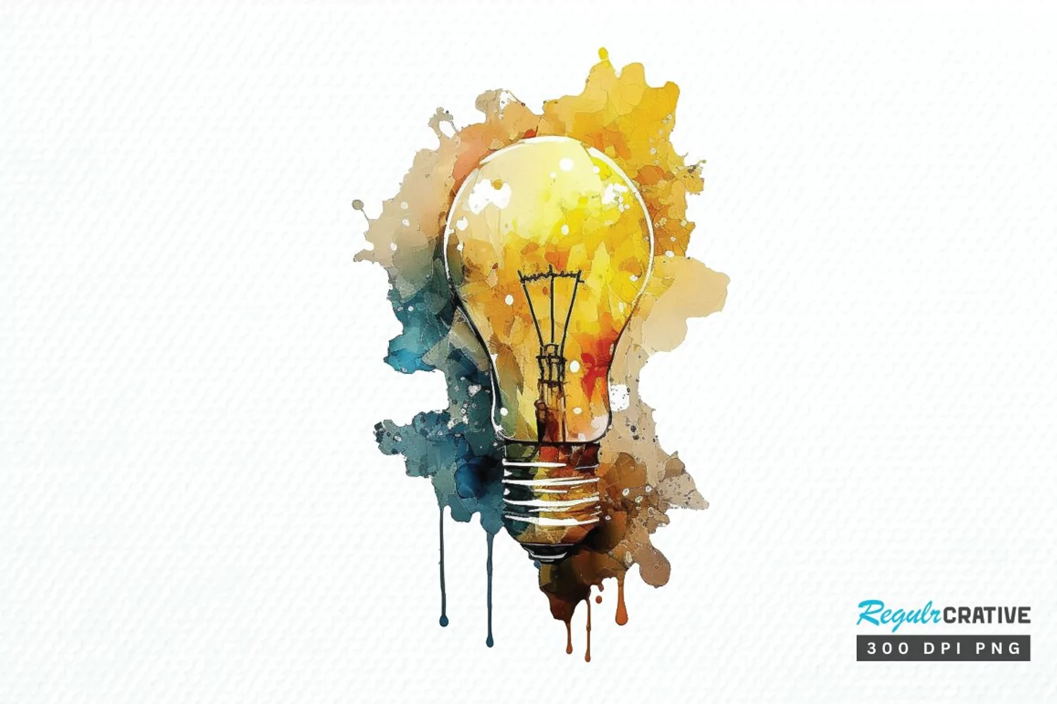 Watercolor Light Bulb PNG Clipart product image 1